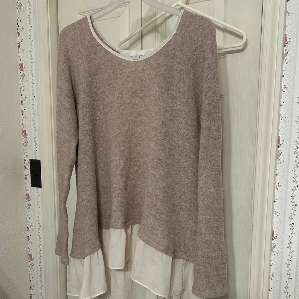 Brown and Cream Layered with tie or bow in back